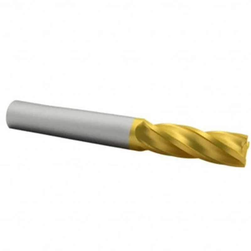 KYOCERA SGS 3/8, 1 LOC, 3/8 Shank Diam, 2-1/2 OAL, 4 Flute, Solid Carbide Square End Mill Single End, TiN Finish, Spi...
